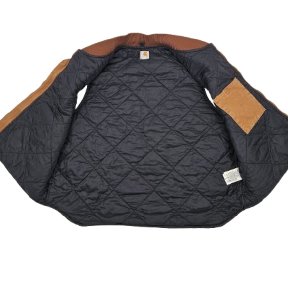 🔥VTG Carhartt Men's Brown Tan Canvas Duck Full Zip Vest Size 2XL - Picture 3 of 11